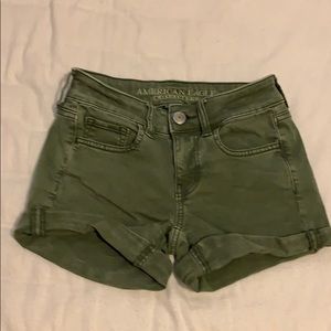 Army green denim shorts American eagle